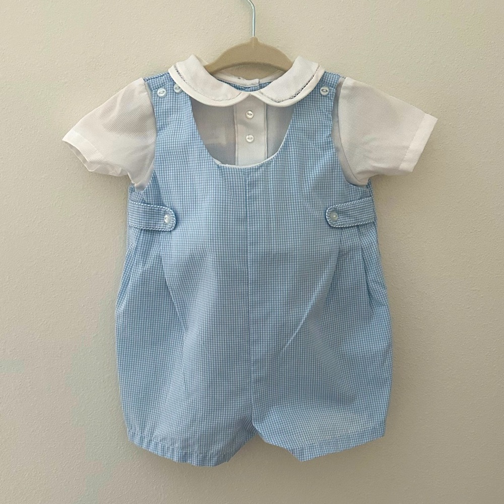 Petite Ami Blue and White Baby Romper